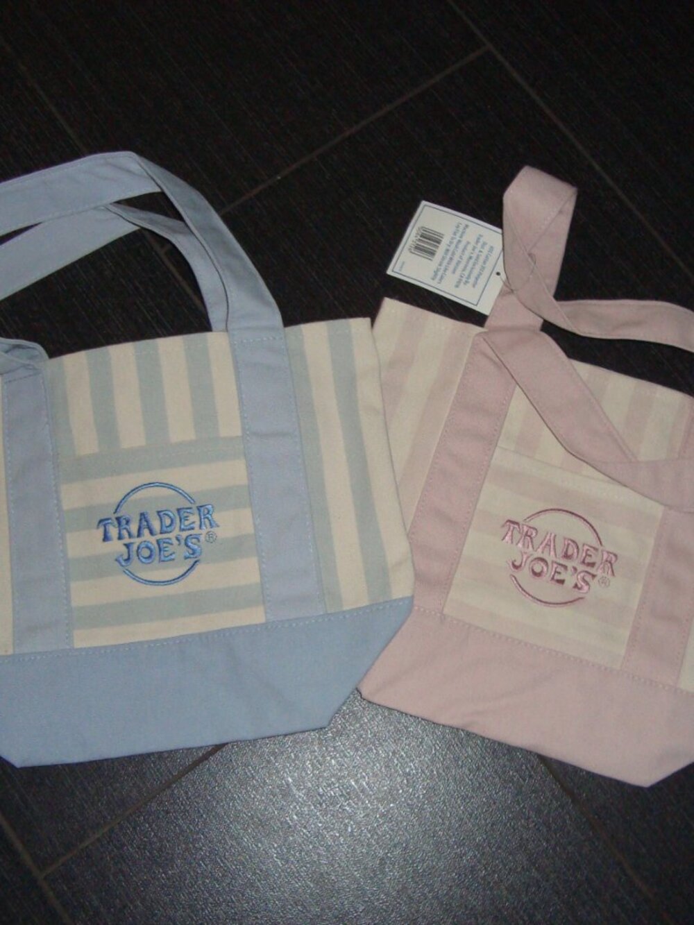 NWT Trader Joe's Limited Edition Mini Tote Bag Summer 2026 Set of 2 Pink & Blue